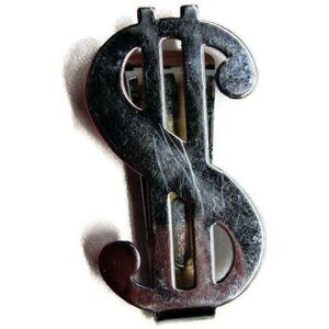 Money Clip Stainless Steel Wallet Credit Card Holder Silver Tone Dollar Sign